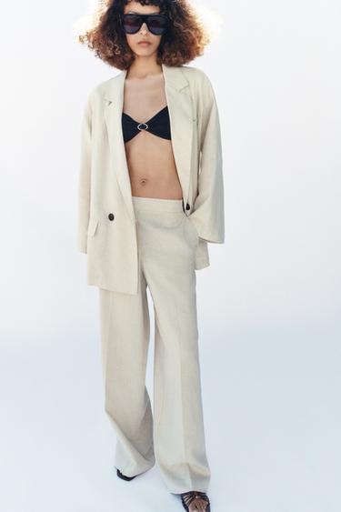 PANTALON DROIT LIN - Beige clair de Zara - Image 3
