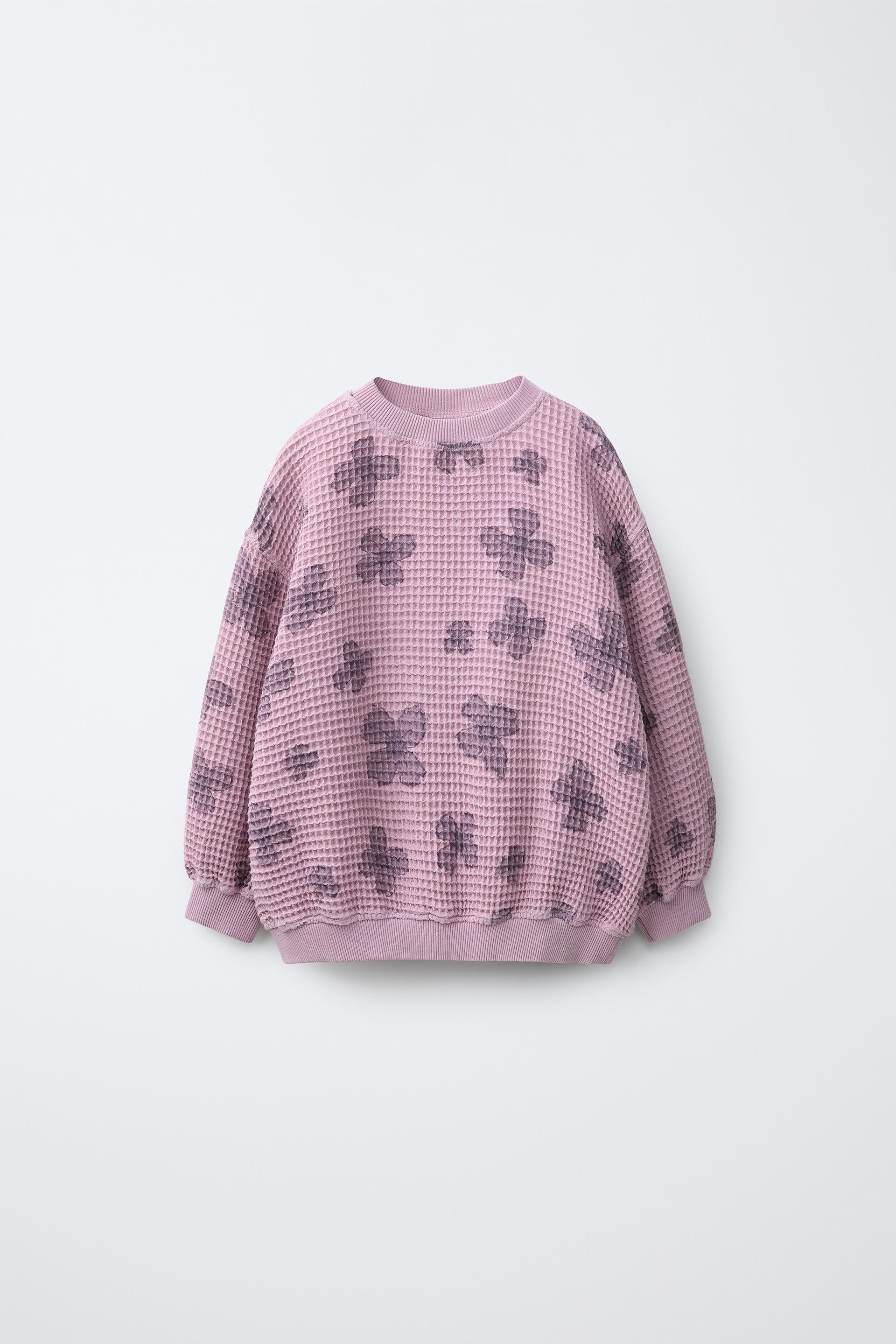 Waffle-Knit Floral Sweatshirt