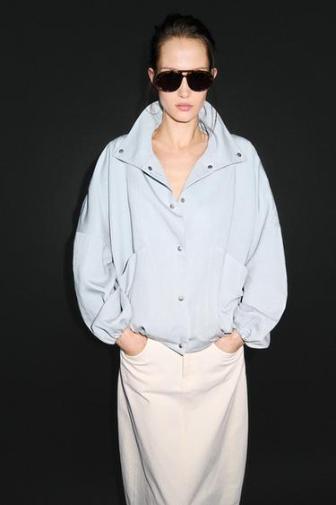 Zara High collar bomber jacket with pocket details - cheetah