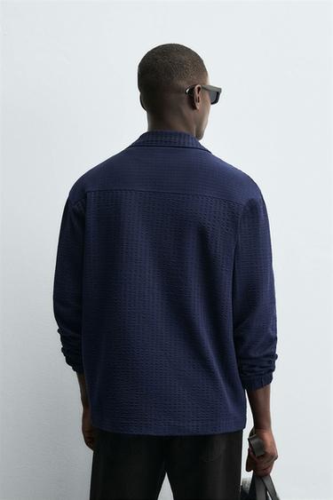 SURCHEMISE SEERSUCKER CONFORT - Bleu marine de Zara - Image 2
