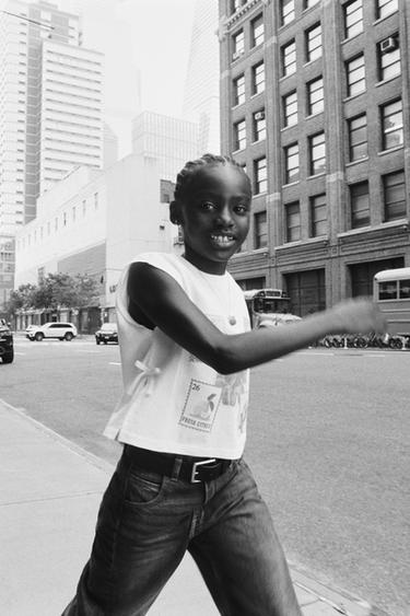 Zara BOW PRINT T-SHIRT - White