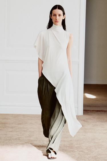 ASYMMETRIC DRAPED TOP - White by Zara
