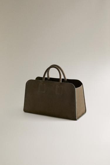 MINI SHOPPER PIEL NOBUK - Verde de Zara