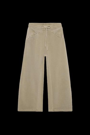 PANTALÓN FELPA EFECTO LAVADO - Beige oscuro de Zara