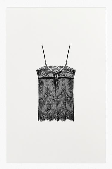 ΤΟΠ ΜΕ ΔΑΝΤΕΛΑ ΚΑΙ ΚΟΡΔΟΝΙΑ - Μαύρο του Zara