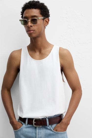 RELAXED FIT TANK TOP - White by Zara - Image 4