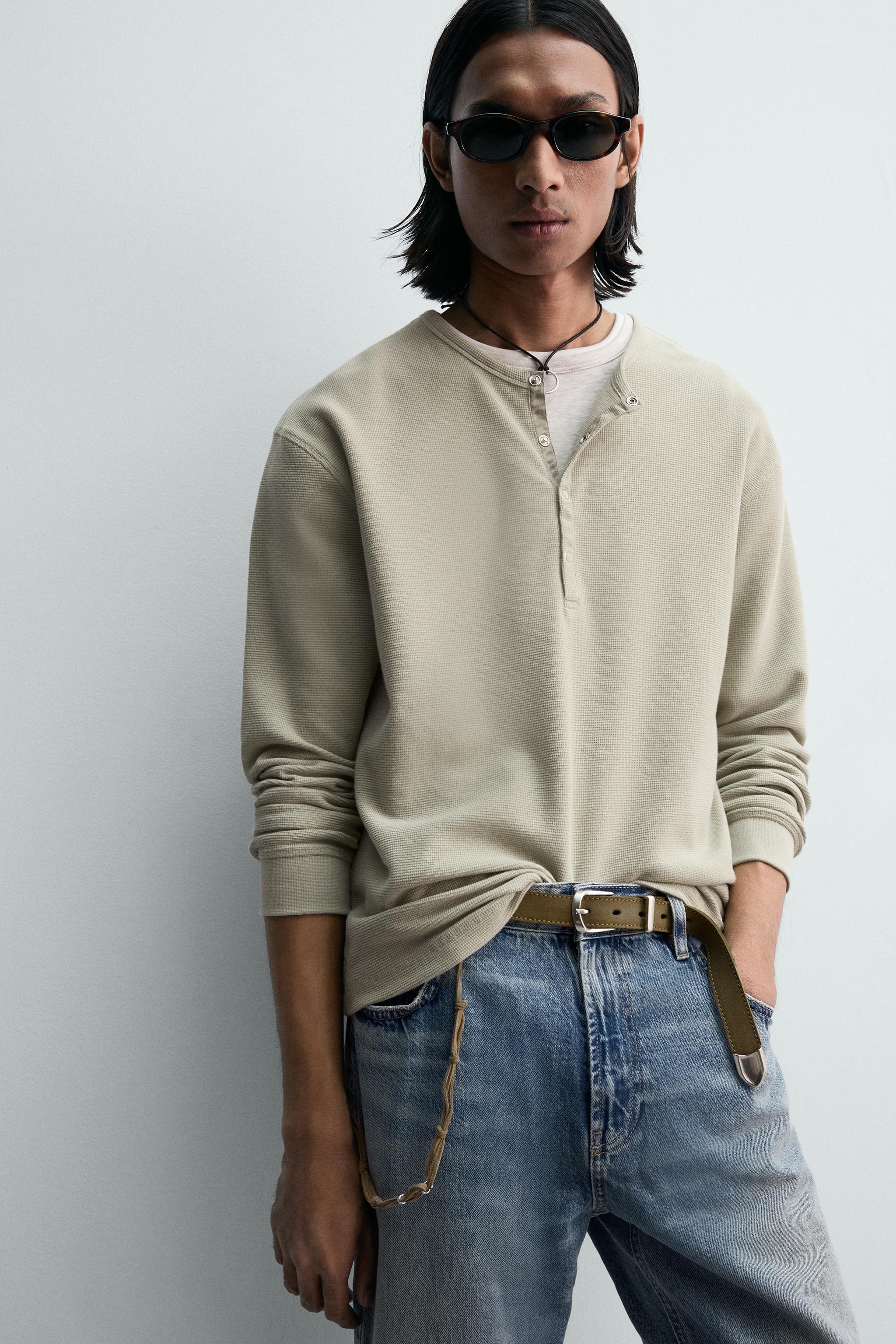 LIMITED EDITION WAFFLE-KNIT HENLEY T-SHIRT