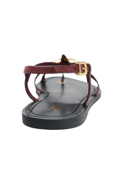 STRAPPY SANDALS WITH METAL DETAIL - Burgundy Red by Zara