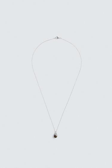 Zara STONE PENDANT NECKLACE - Silver