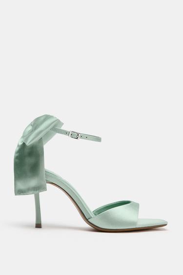 MAXI BOW HEELED SANDALS - Sea Green by Zara