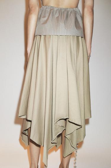 ASYMMETRIC MIDI SKIRT - Light khaki by Zara - Image 3