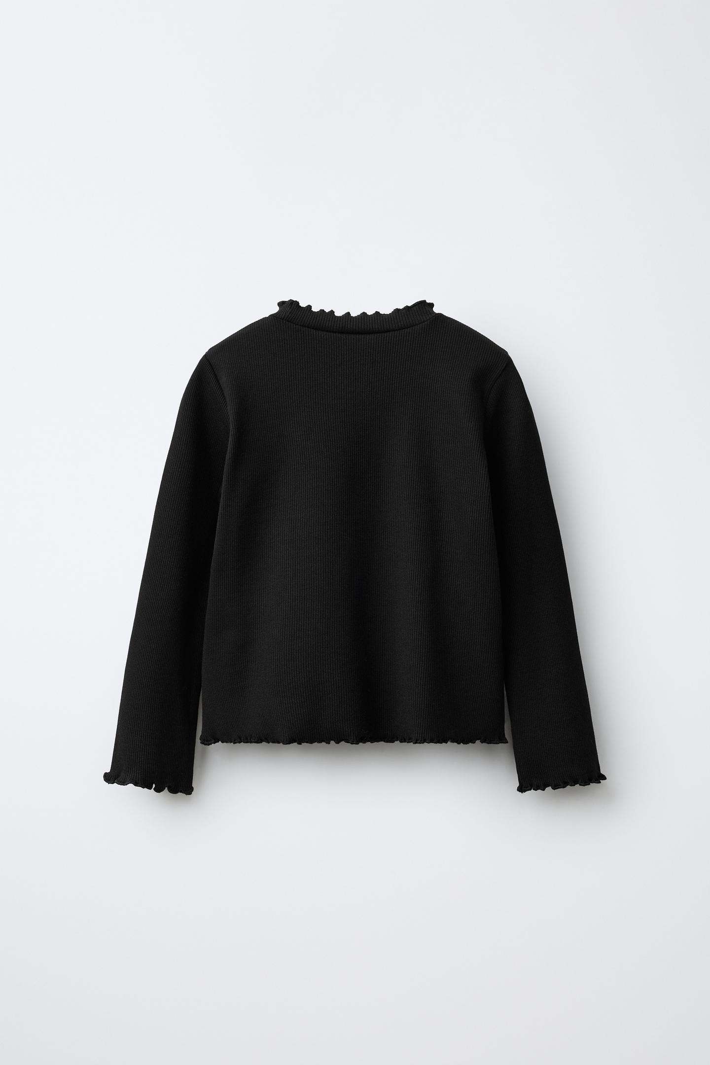 Детская футболка Zara Embroidered Ribbed, цвет: Чёрный — фото 2