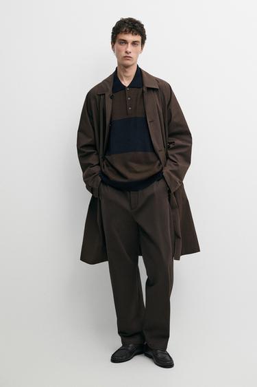 Pantalón straight fit mezcla algodón - Marrón de Zara - Imagen 0