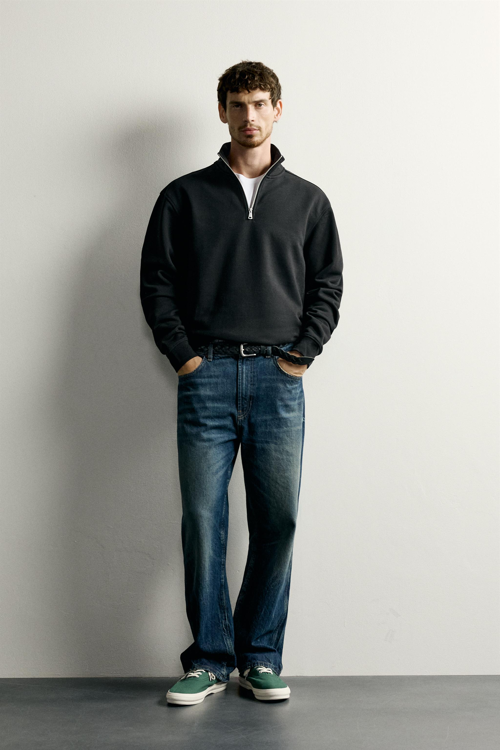Мужские худи Zara BASIC QUARTER-ZIP SWEATSHIRT