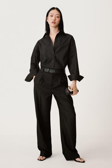 Zara FLOWY CUPRO SHIRT 50TH ANNIVERSARY - Black