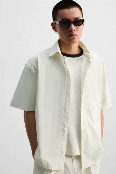 BOXY FIT POPLIN SHIRT - Oyster-white by Zara - Image 5