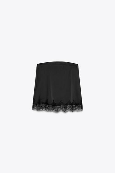 SATIN TOP WITH LACE TRIM - Black by Zara - Image 5