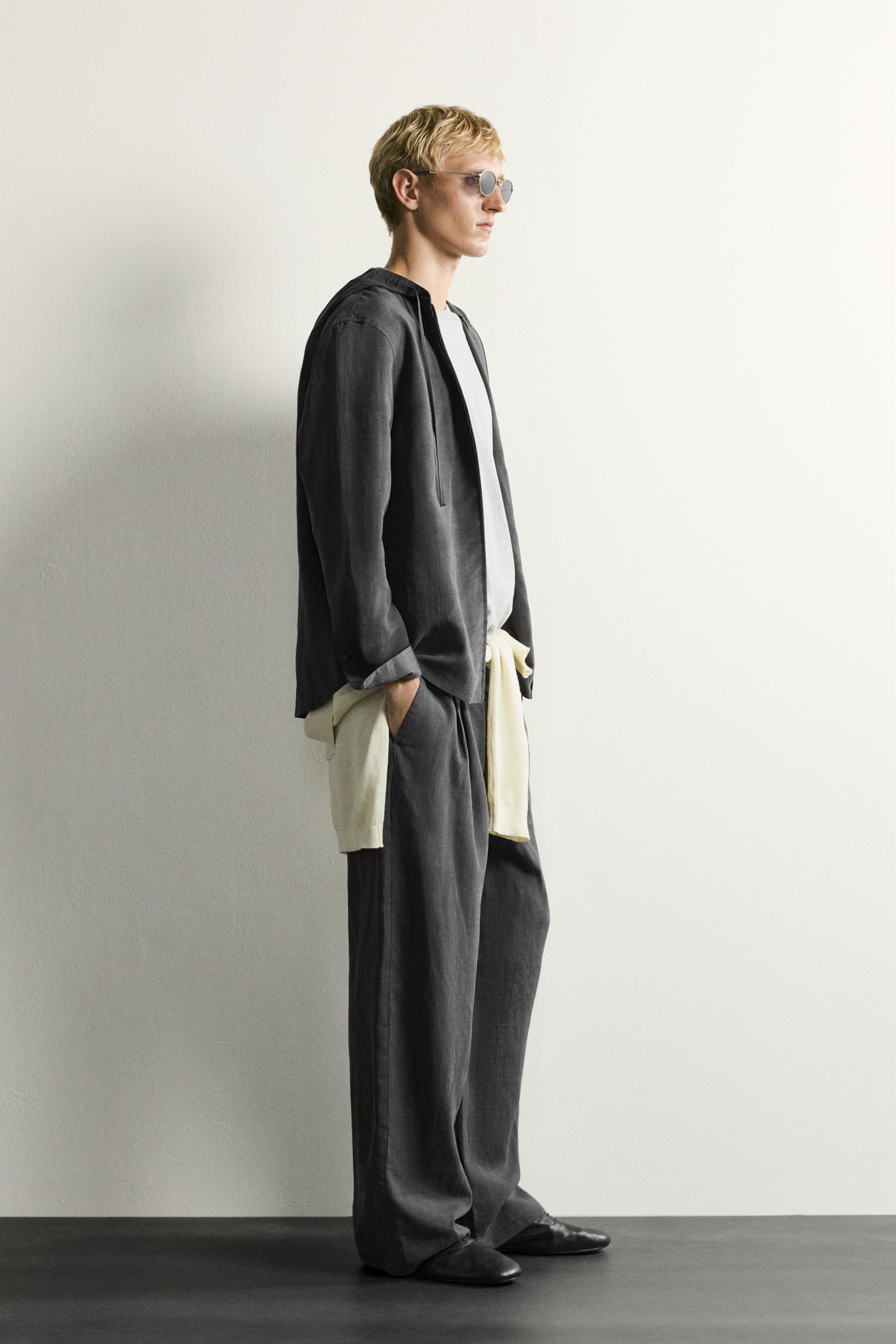 Мужские брюки Zara RELAXED FIT STRIPED FLOWY PANTS — фото 4