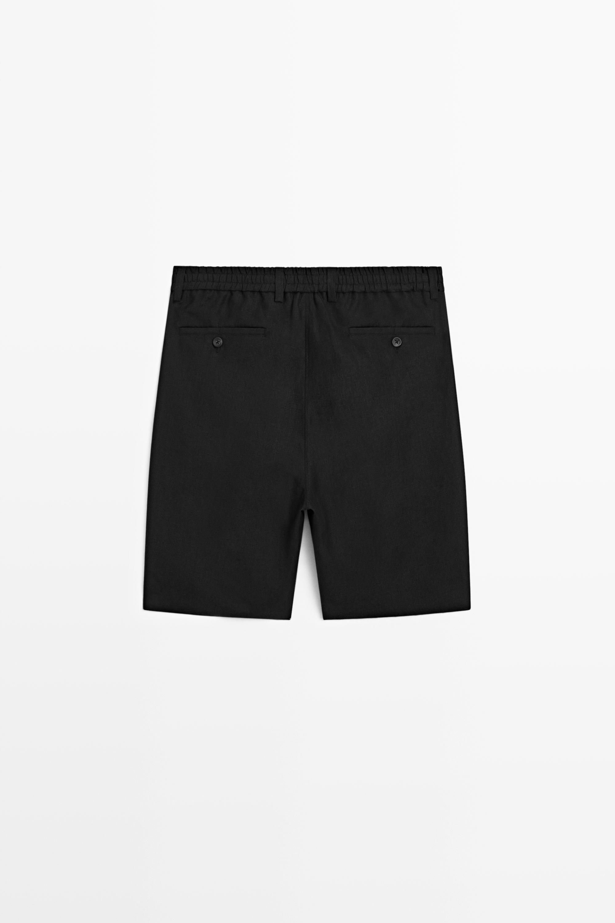 100% linen short Bermuda shorts