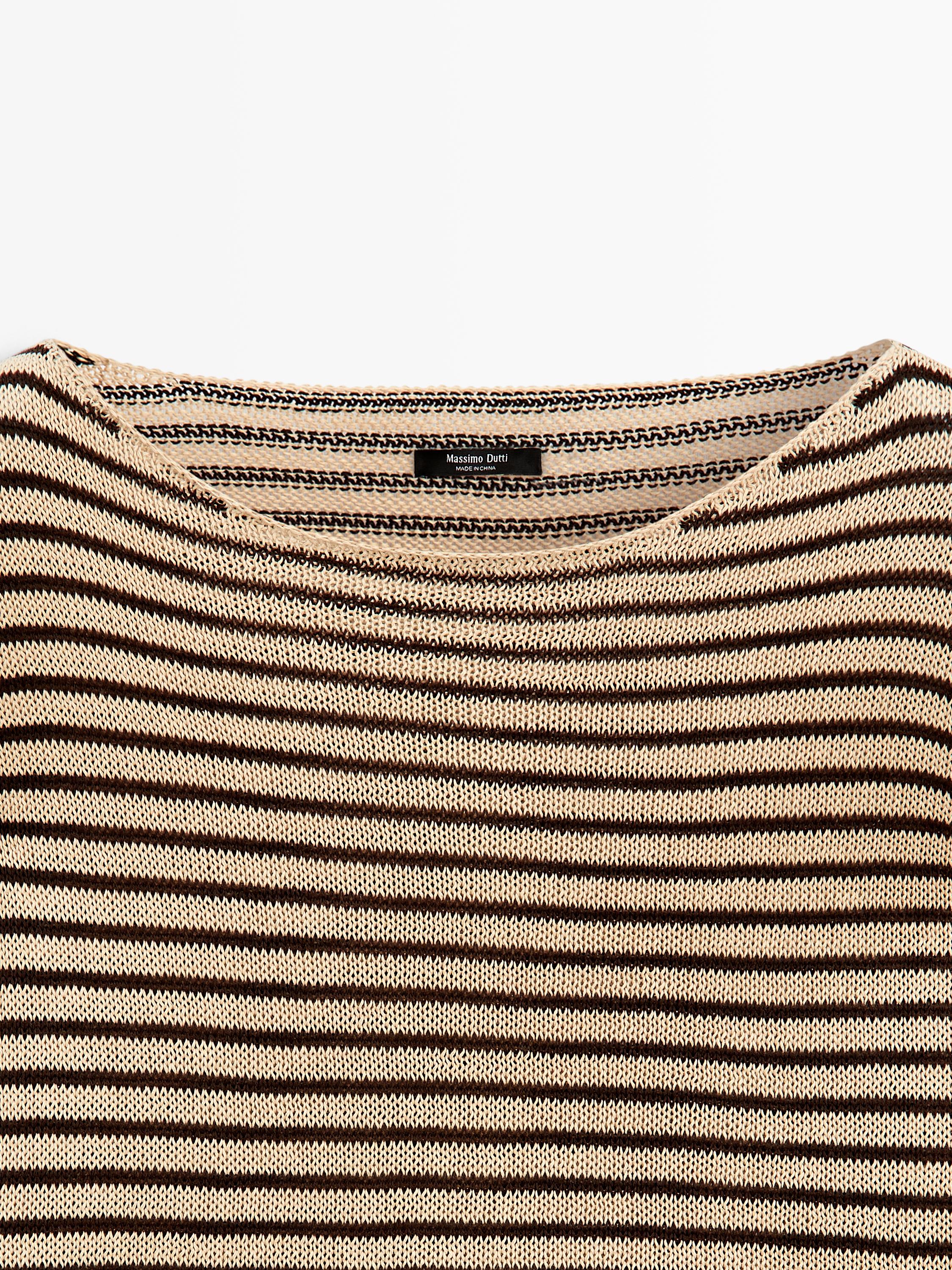 100% cotton striped knit sweater