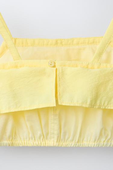 TOP CROPPED TAFFETAS - Jaune de Zara - Image 3
