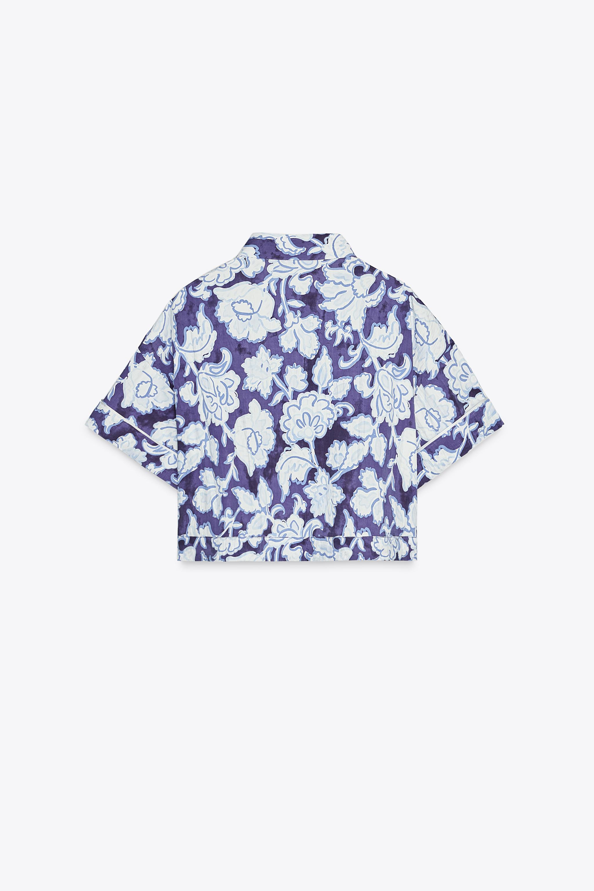 FLORAL PRINT SHORT SLEEVE SHIRT - Blue / White | ZARA United