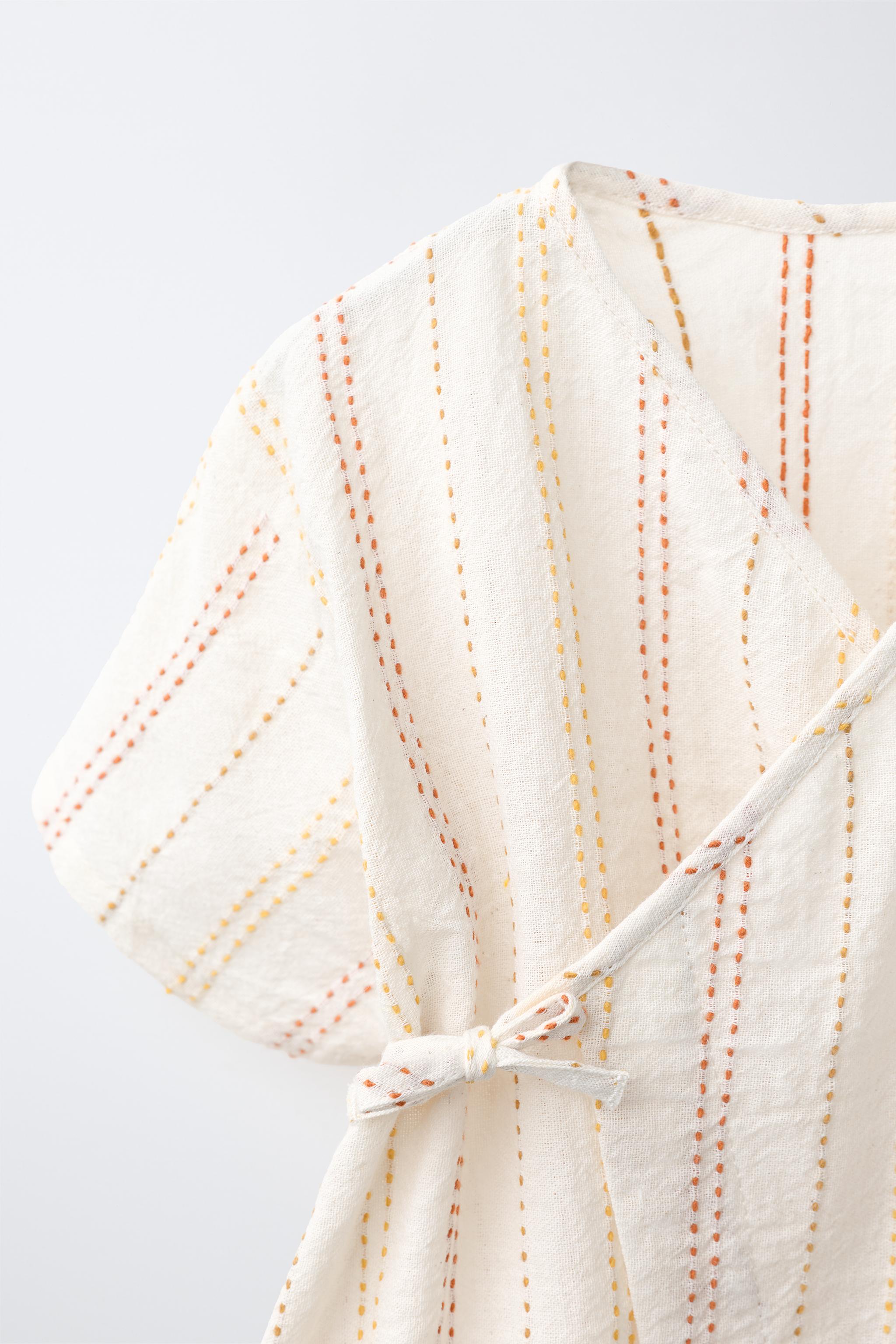 CONTRAST TOPSTITCHING KIMONO ROMPER