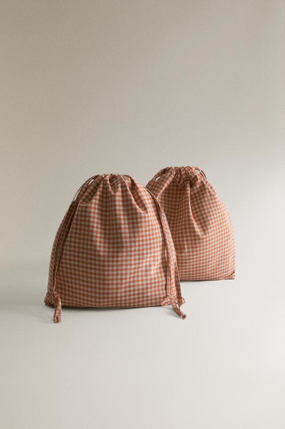 BABYTASKER I BOMULD MED VICHY-TERN (2-PAK) - mørk orange fra Zara - Billede 0