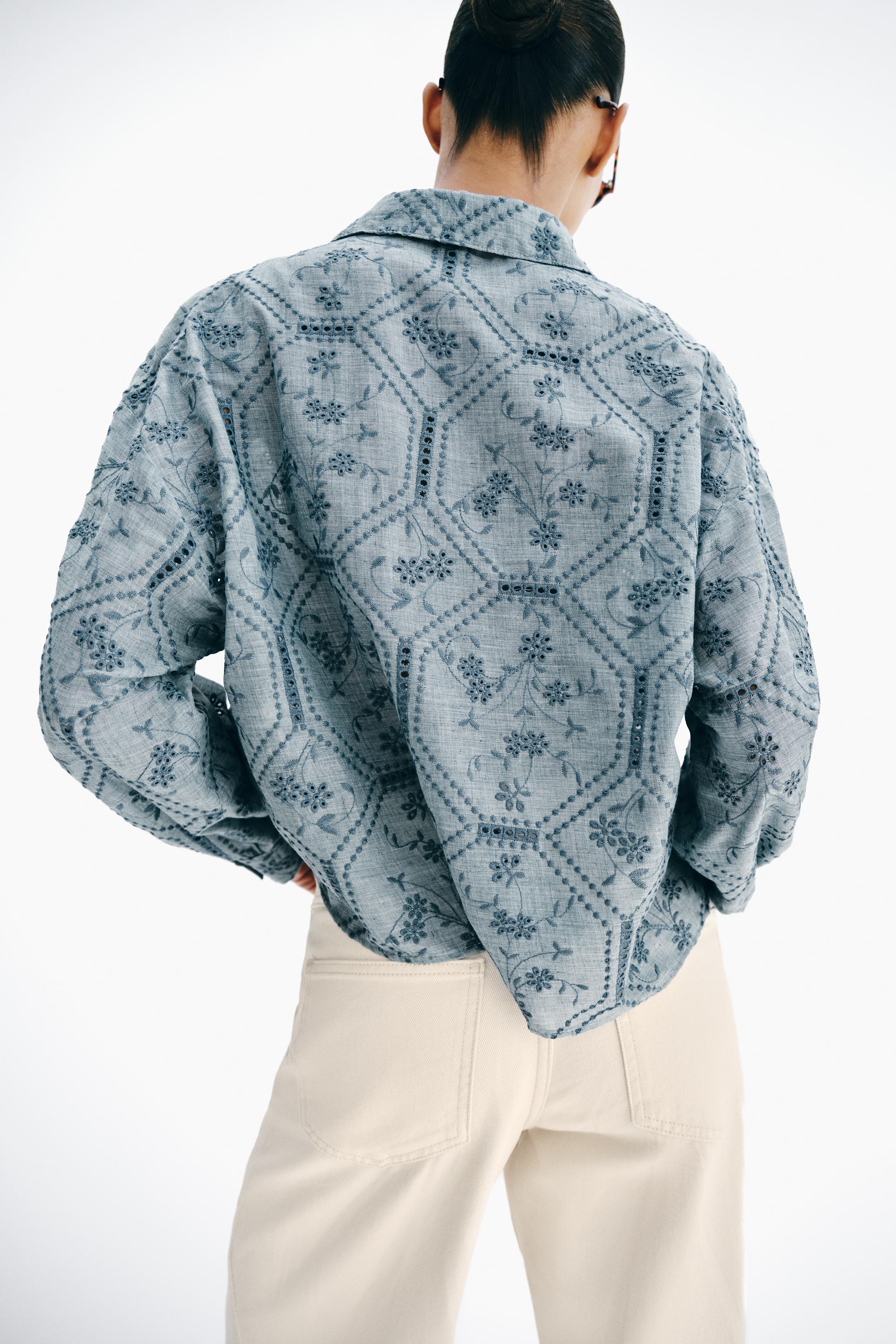 EMBROIDERED EYELET SHIRT