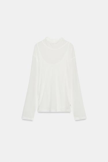 LYOCELL AND LINEN T-SHIRT - White by Zara