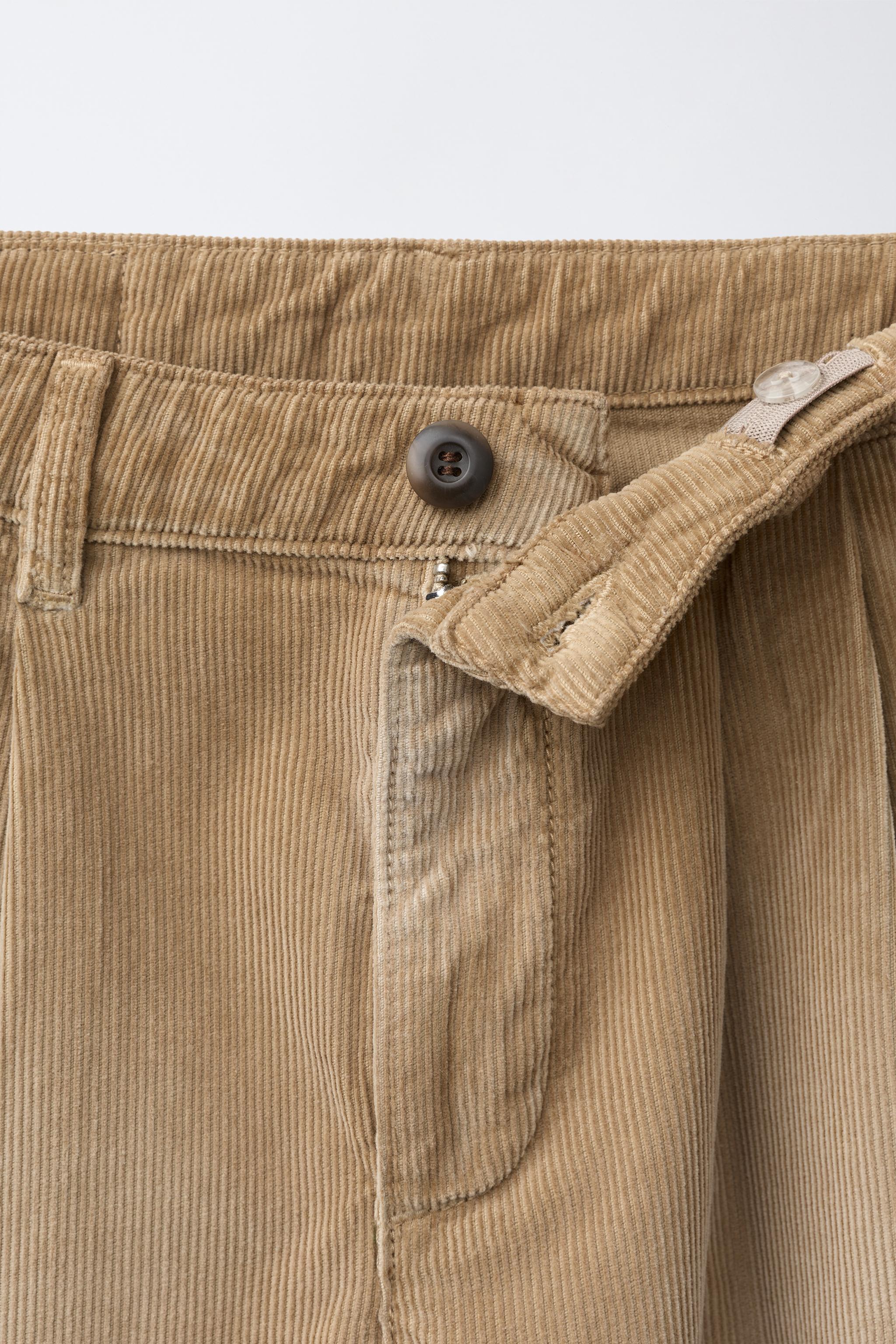 PANTALON WIDE LEG EN VELOURS CÔTELÉ FIN EFFET USÉ