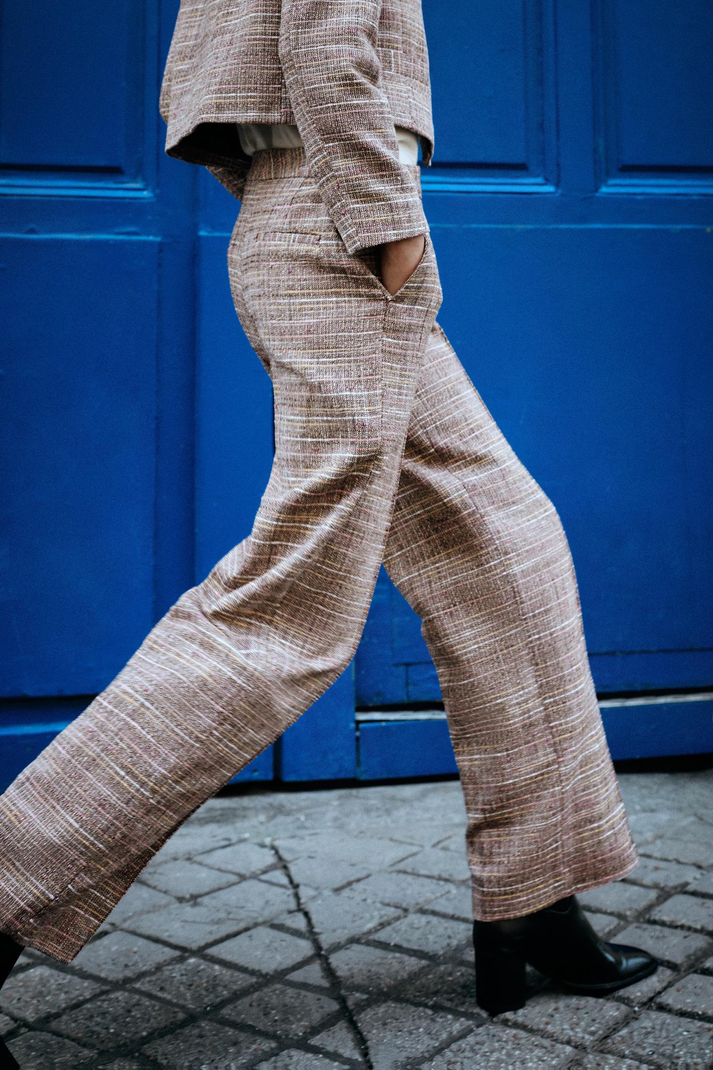 Женские брюки Zara Structured Straight, цвет: Коричневый / Экрю — фото 3