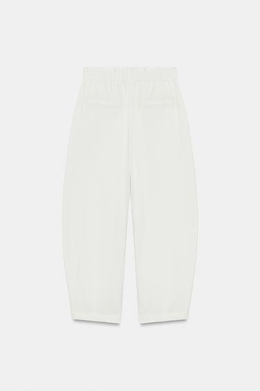 PANTALON PAPERBAG BALLON - Écru de Zara - Image 7