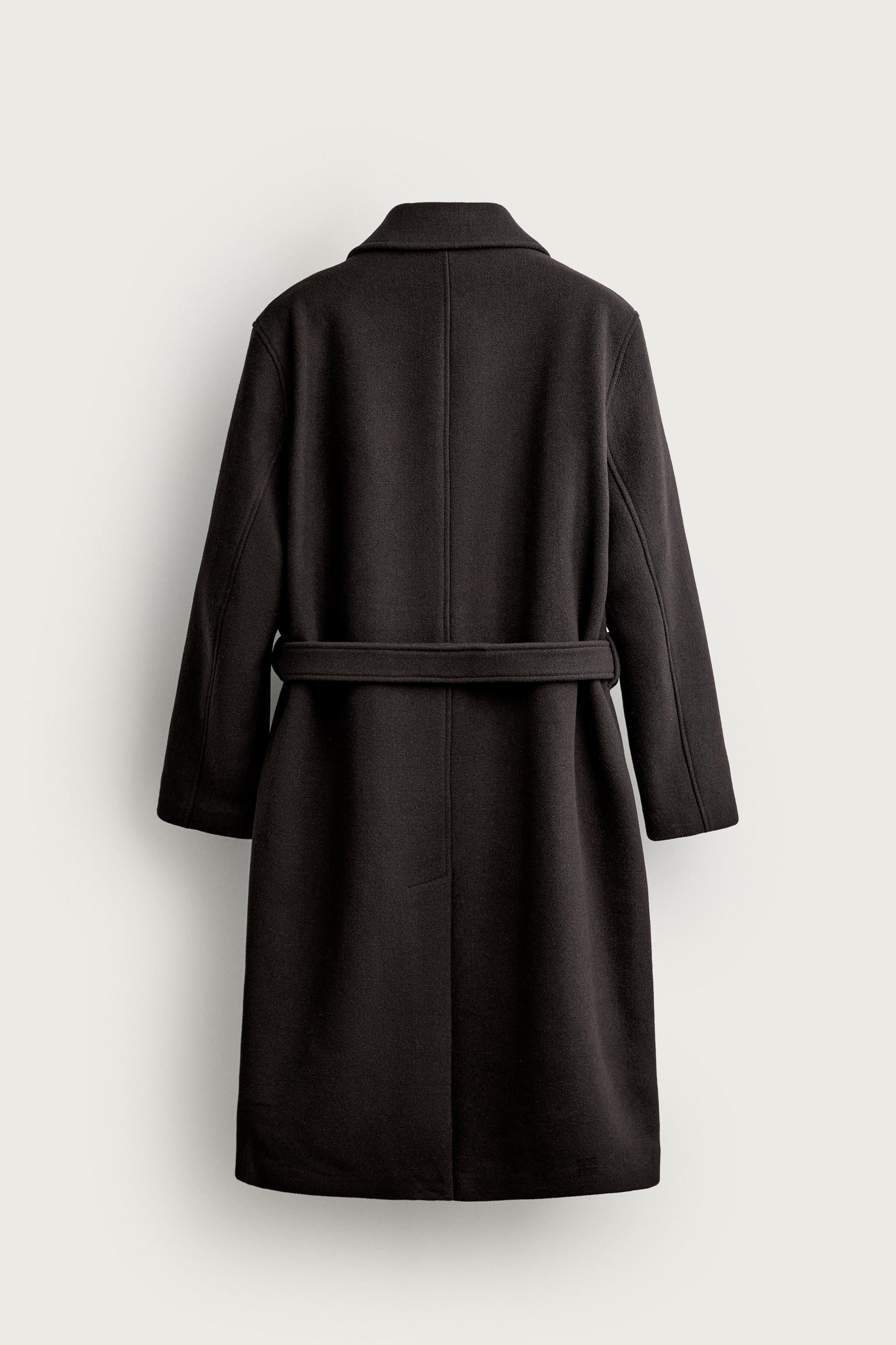 ウール混ベルト付きダブルブレストコート - ブラウン | ZARA Japan / 日本