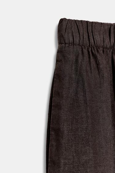 ZW COLLECTION LINEN BARREL TROUSERS - Brown by Zara - Image 3