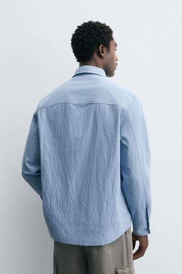 TEXTURED SHIRT WITH POCKET - Sky blue by Zara - Image 2