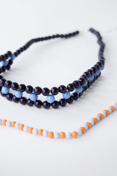 PACK OF TWO BEADED NECKLACES - Blue by Zara - Image 2
