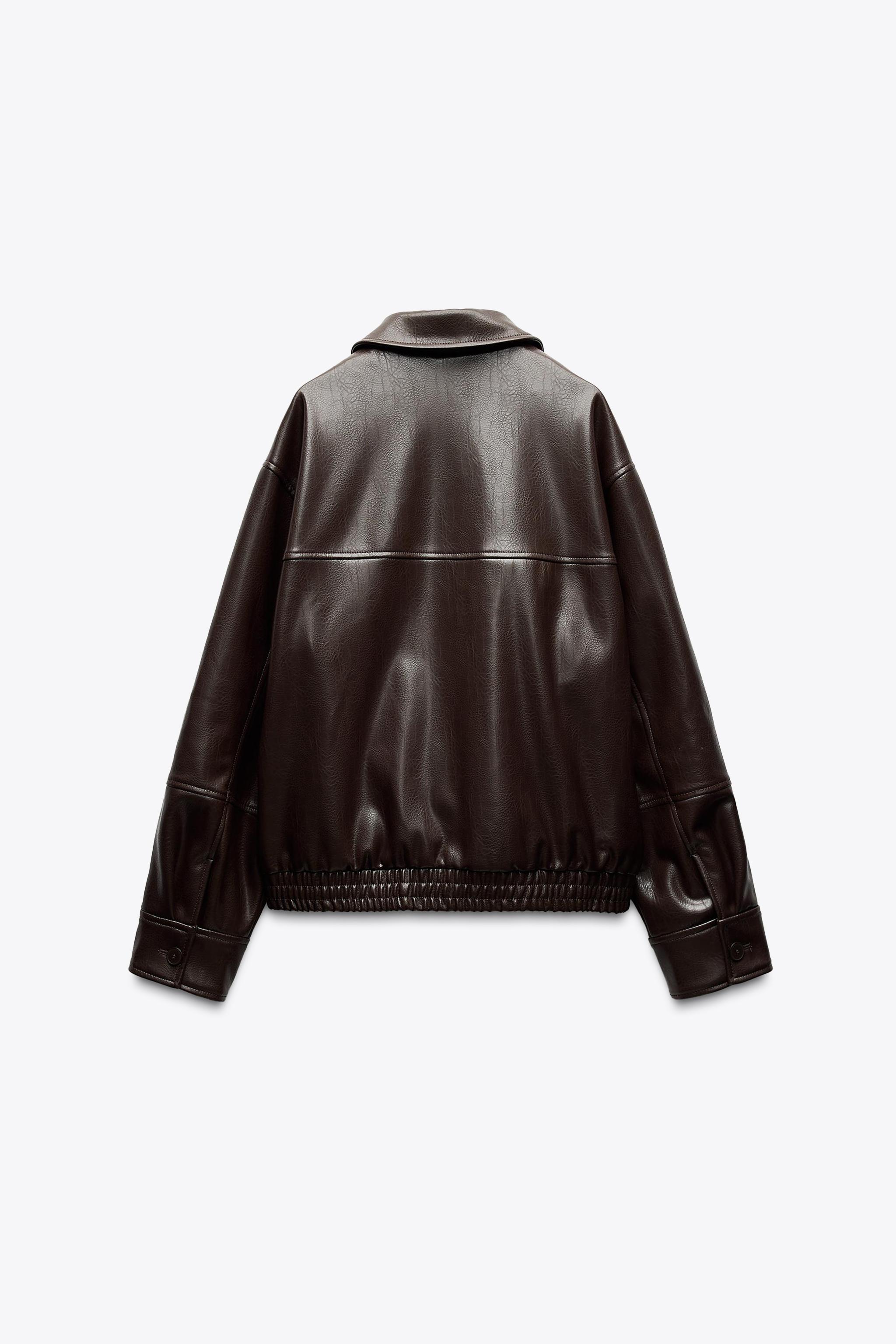 ZARA NEW WOMAN FAUX LEATHER BOMBER JACKET BLACK XS-XL 4341