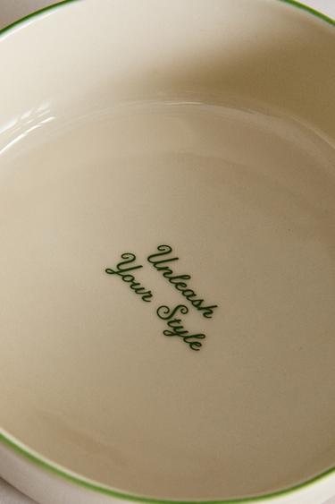 CERAMIC PET FOOD BOWL WITH SLOGAN DETAIL - Green by Zara - Image 3