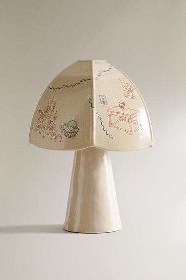 CERAMIC TABLE LAMP WITH PAINTED MOTIFS - Ecru by Zara - Image 0