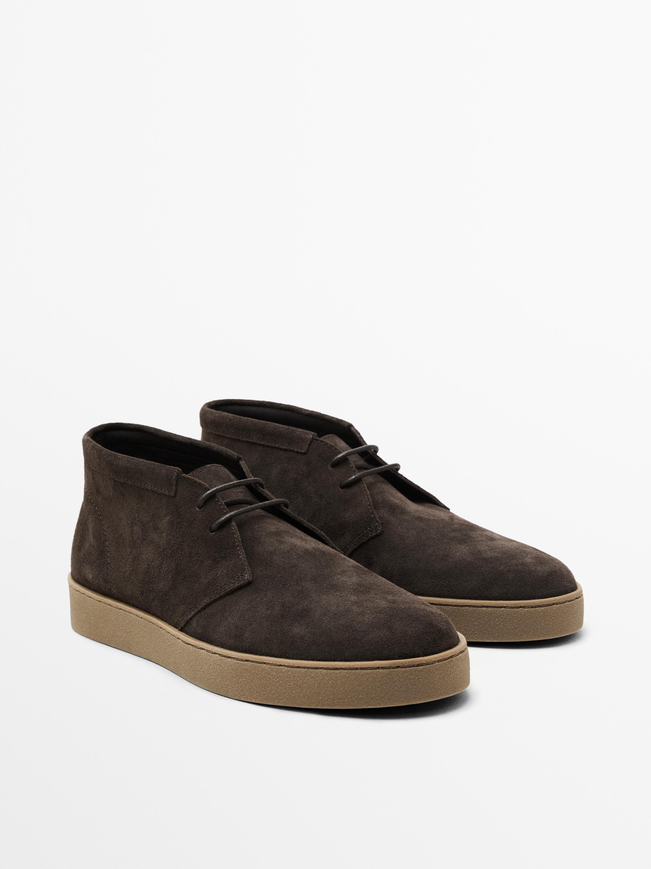 Bottines souples croûte de cuir