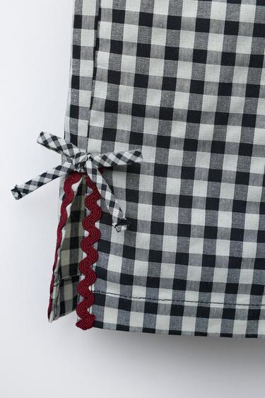 GINGHAM CULOTTES WITH SCALLOPED TRIM - Ecru by Zara - Image 3