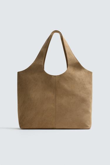 SAC SHOPPER EN CUIR - Marron sable de Zara