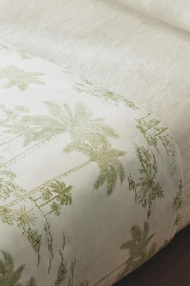 TOILE DE JOUY PALM TREE SATEEN FLAT SHEET - Green by Zara - Image 5