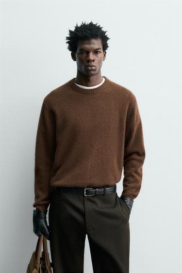 Zara 100% CASHMERE RELAXED FIT SWEATER - Brown