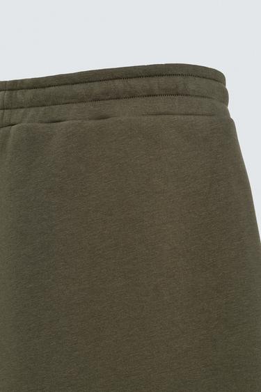 WIDE-LEG NEOPRENE-EFFECT TROUSERS WITH STUDS - Olive green by Zara - Image 9