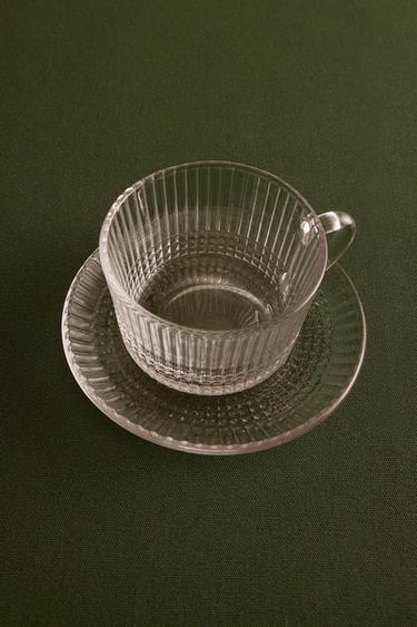 TASSE À THÉ EN VERRE RELIEF GÉOMÉTRIQUE - Transparent de Zara - Image 5