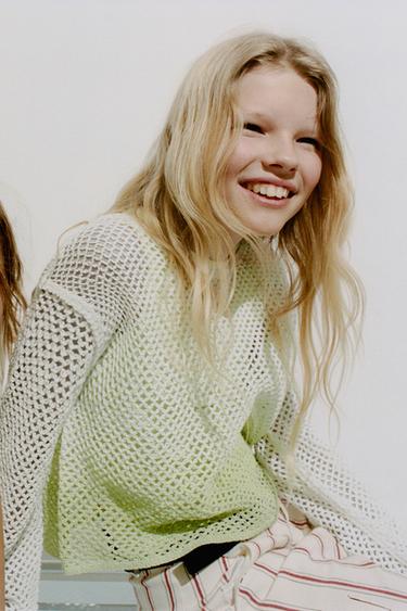 TRUI MET DÉGRADÉ NET - Ecru / Groen van Zara