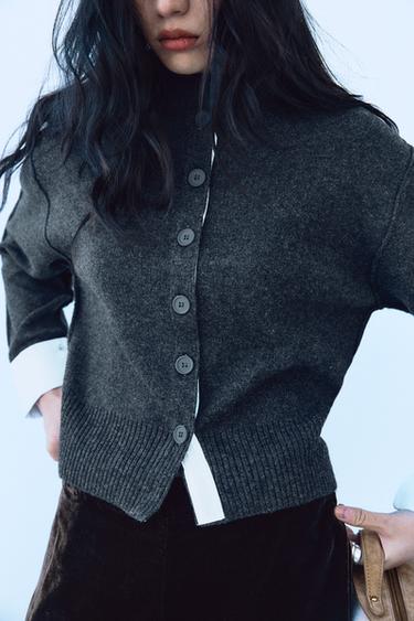 コンビニットカーディガングレーマールZaraのコンビニットカーディガン - グレーマール