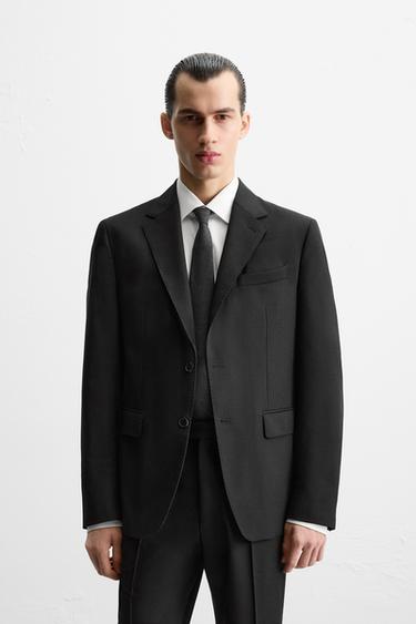 100% WOOL SUIT BLAZER - Black by Zara